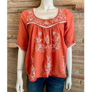 Magazine Embroidered Cotton Top
